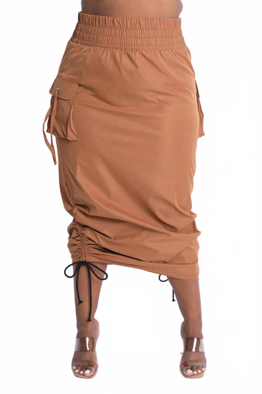 NEW K TOO windbreaker maxi skirt - plus in mocha